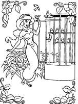 coloriage princesse jasmine et ses oiseaux